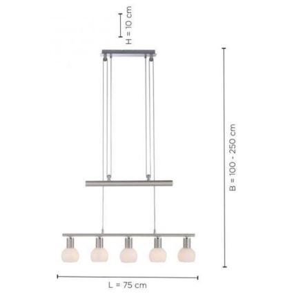 Leuchten Direkt 11939-55 - Suspension filaire BENEDIKT 5xE14/40W/230V