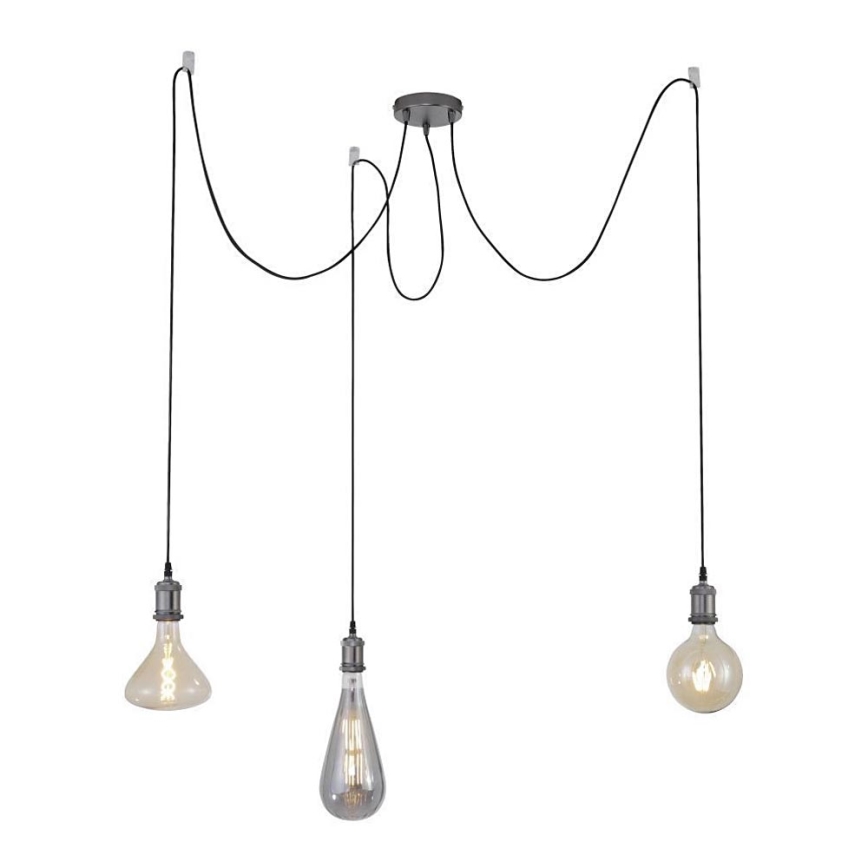 Leuchten Direkt 13571-18 - Hanglamp aan een koord DIY 3xE27/60W/230V spin zwart