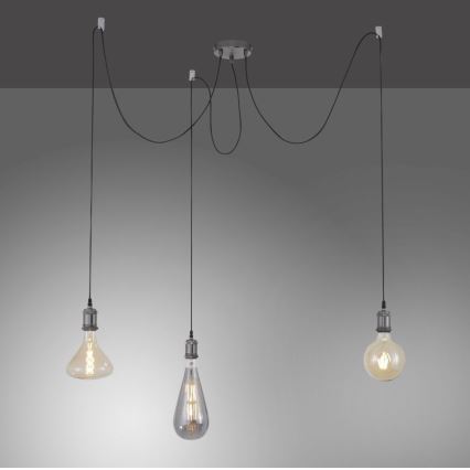 Leuchten Direkt 13571-18 - Hanglamp aan een koord DIY 3xE27/60W/230V spin zwart