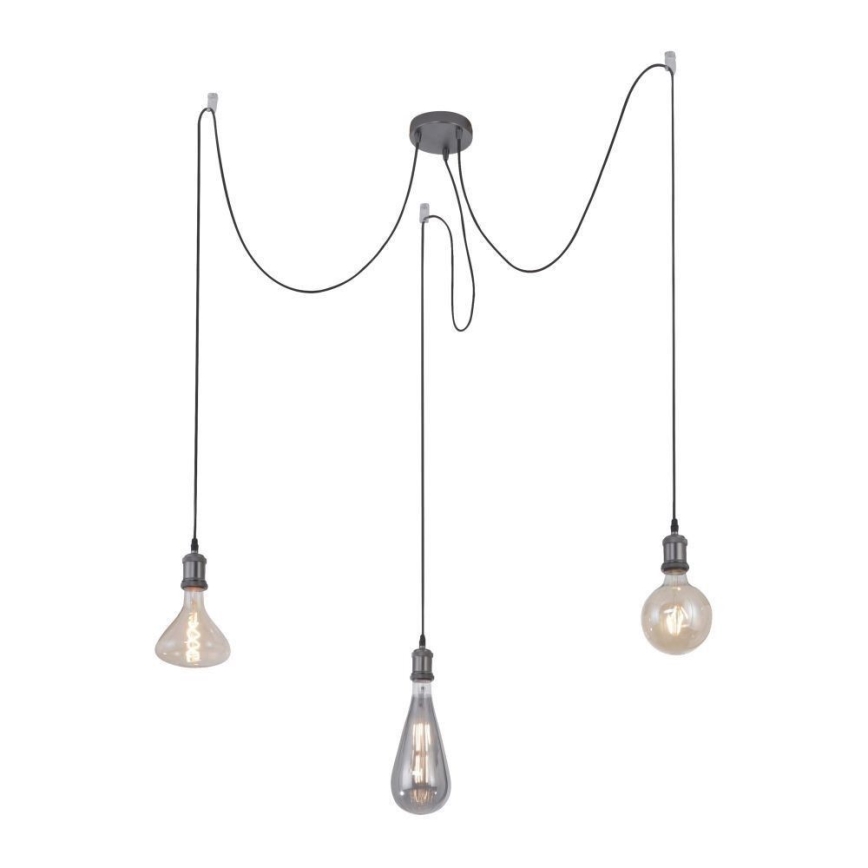 Leuchten Direkt 13571-18 - Hanglamp aan een koord DIY 3xE27/60W/230V spin zwart