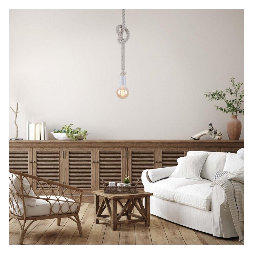 Leuchten Direkt 13572-16 - Hanglamp aan een koord DIY 1xE27/10W/230V wit