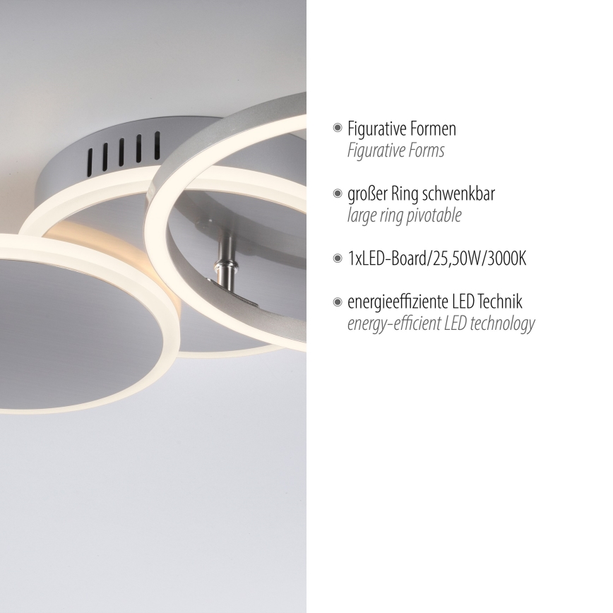 Leuchten Direkt 14116-55 - Plafonnier LED SEVENT LED/25,5W/230V chrome mat