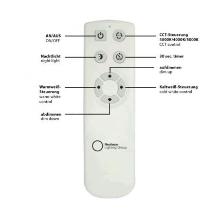 Leuchten Direkt 14227-16 - Dimbare LED Plafondlamp JONAS LED/22W/230V 3000-5000K + afstandsbediening