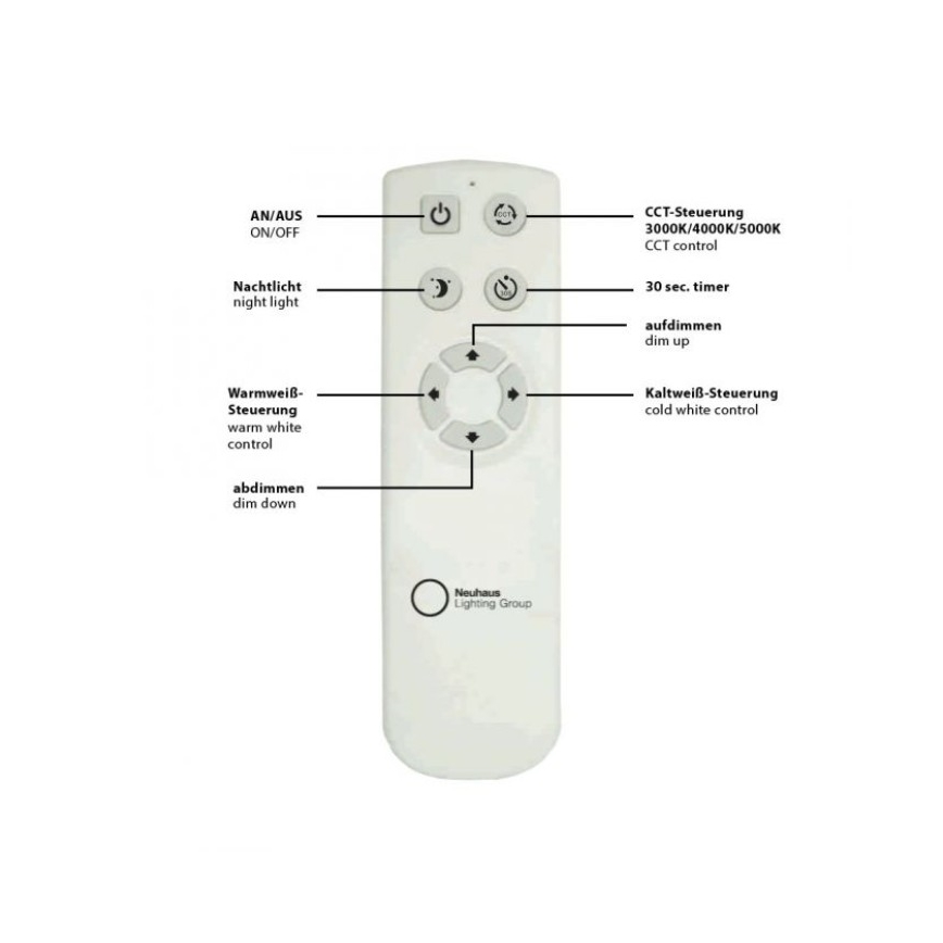 Leuchten Direkt 14227-16- Plafonnier à intensité variable JONAS LED/22W/230V 3000-5000K + Télécommande