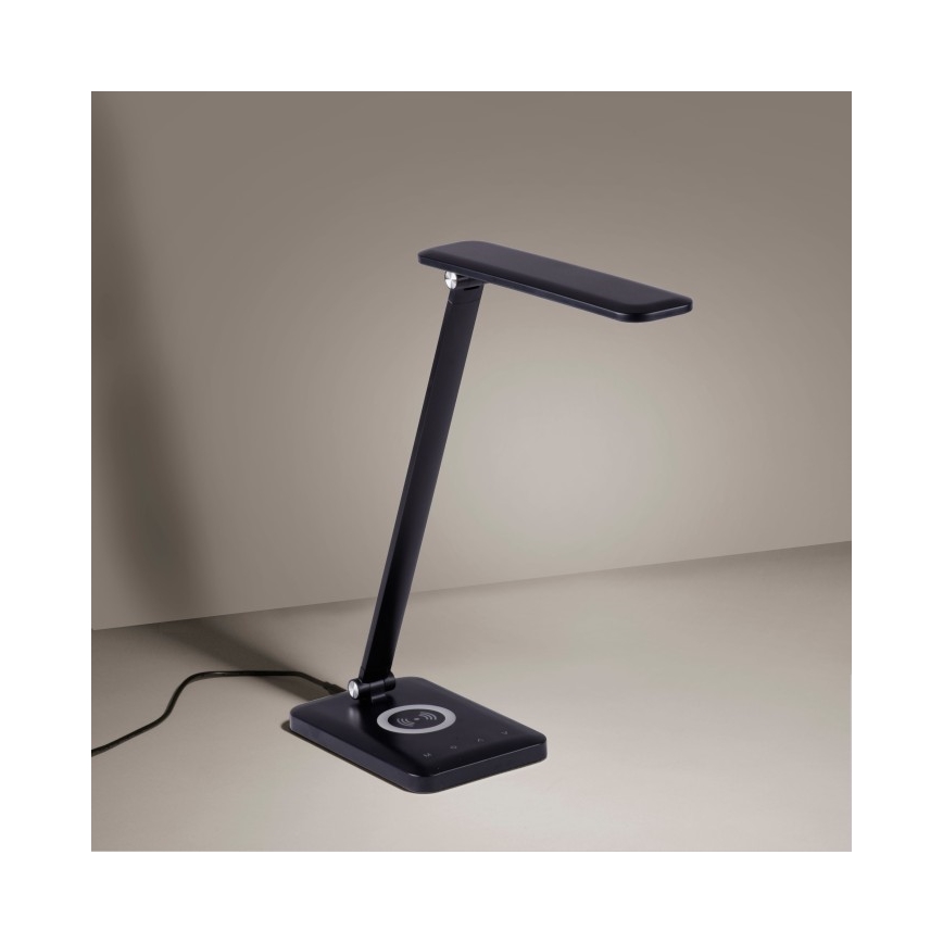 Leuchten Direkt 14415-16 - Dimbare LED Tafel Lamp met Touch Aansturing en Draadloos Opladen FLORENTINA LED/5W/230V 3000-5000K zwart + USB