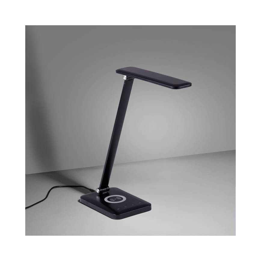 Leuchten Direkt 14415-16 - Dimbare LED Tafel Lamp met Touch Aansturing en Draadloos Opladen FLORENTINA LED/5W/230V 3000-5000K zwart + USB