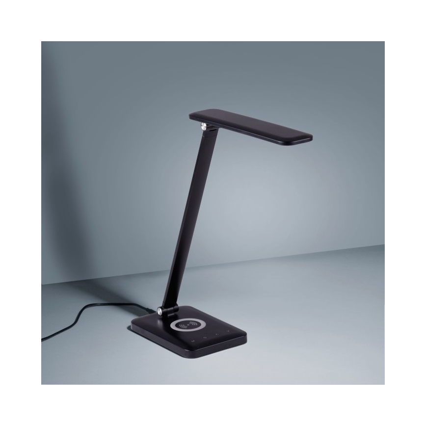 Leuchten Direkt 14415-16 - Dimbare LED Tafel Lamp met Touch Aansturing en Draadloos Opladen FLORENTINA LED/5W/230V 3000-5000K zwart + USB