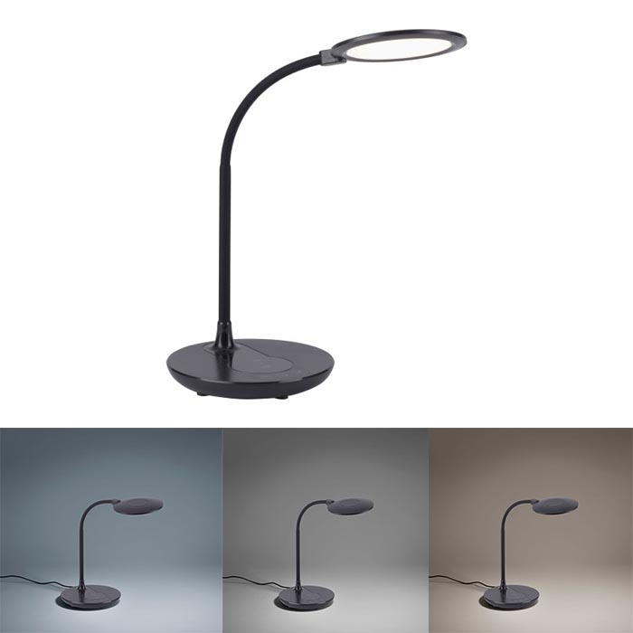 Leuchten Direkt 14416-18 - Dimbare LED Tafel Lamp met Touch Aansturing en Draadloos Opladen ASTRID LED/5W/230V 3000/4000/5500K + USB