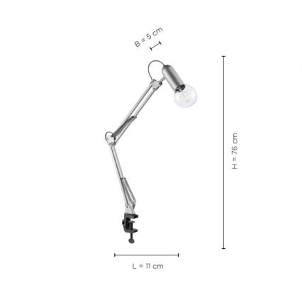 Leuchten Direkt 14773-55 - Lampe de table avec pince TURN ME 1xE27/60W/230V chrome mat