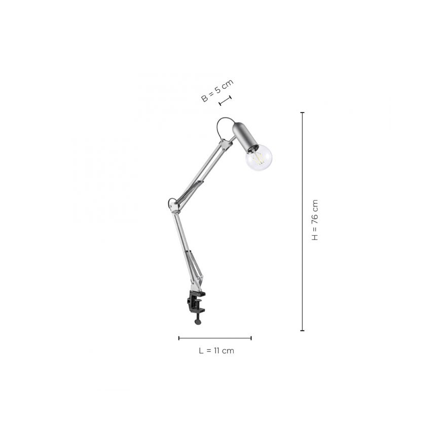 Leuchten Direkt 14773-55 - Lampe de table avec pince TURN ME 1xE27/60W/230V chrome mat