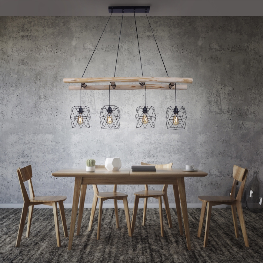 Leuchten Direkt 15036-18 - Hanglamp aan een koord EDGAR 4xE27/60W/230V eucalyptus