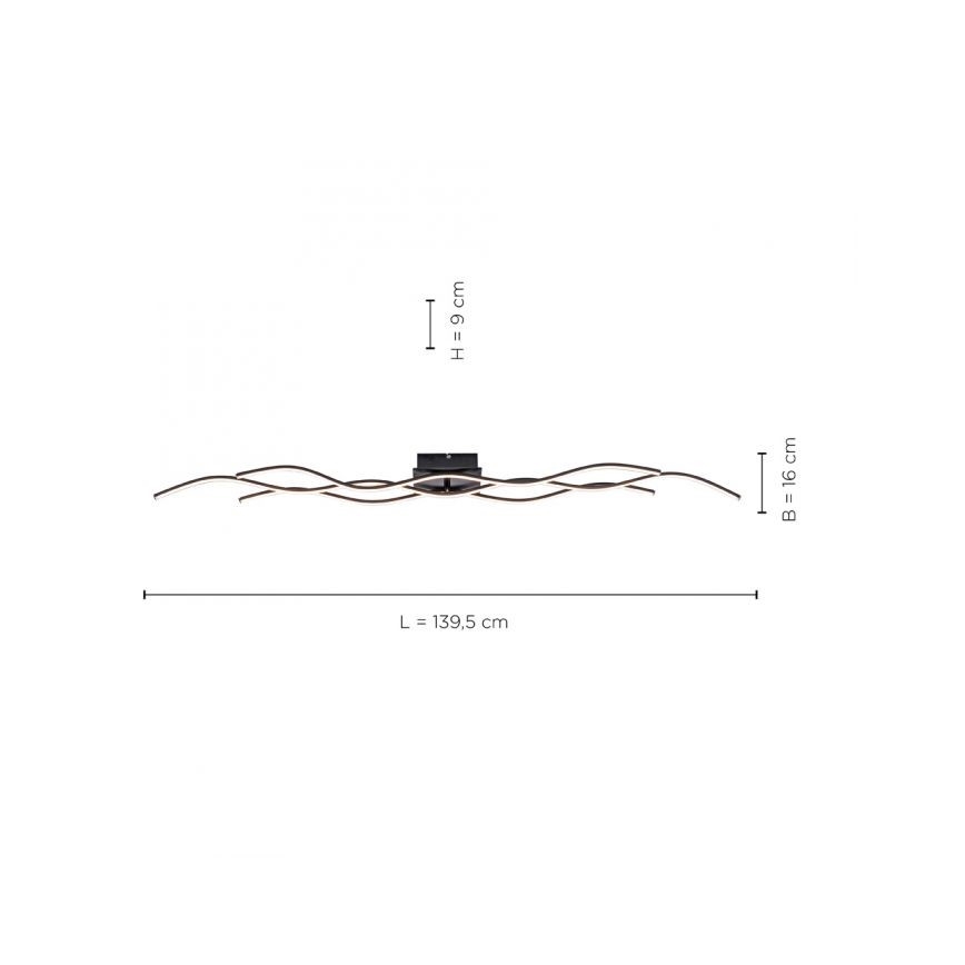 Leuchten Direkt 15167-18-LED Hanglamp voor Oppervlak Montage WAWE 2xLED/12,5W/230V+1xLED/17W zwart