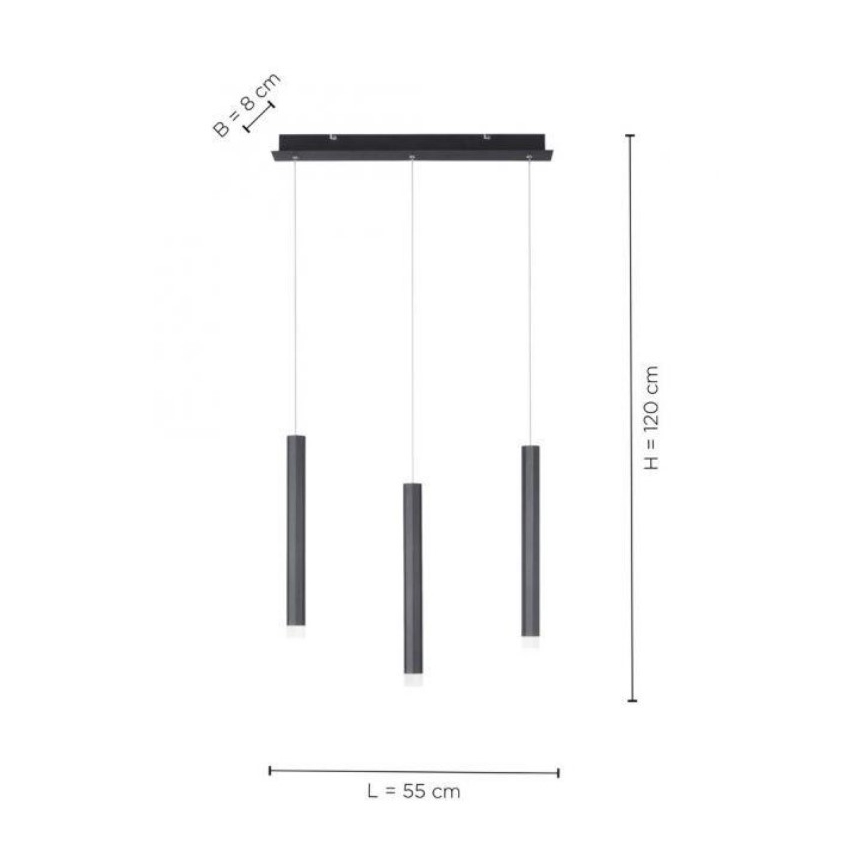 Leuchten Direkt 15203-18 - LED Hanglamp aan een koord 3xLED/4,8W/230V zwart