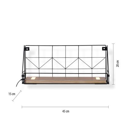 Leuchten Direkt 15277-18 - Étagère avec éclairage LED BOARD 2xLED/1,75W/230V 45 cm eucalyptus