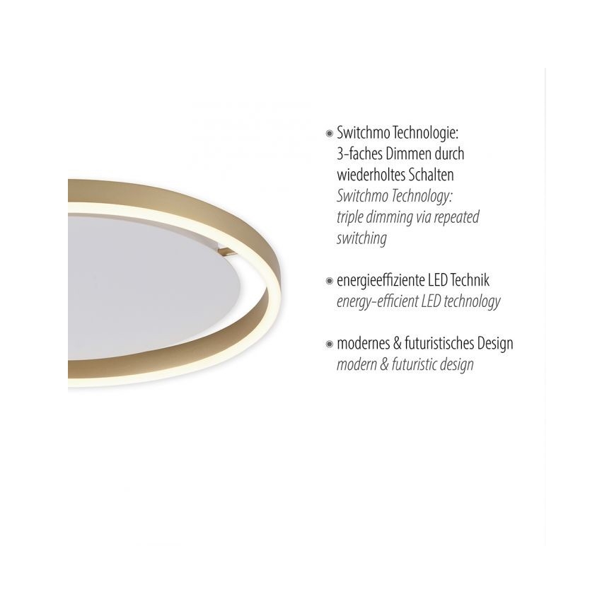 Leuchten Direkt 15391-60 - LED dimbare plafondlamp RITUS LED/20W/230V messing