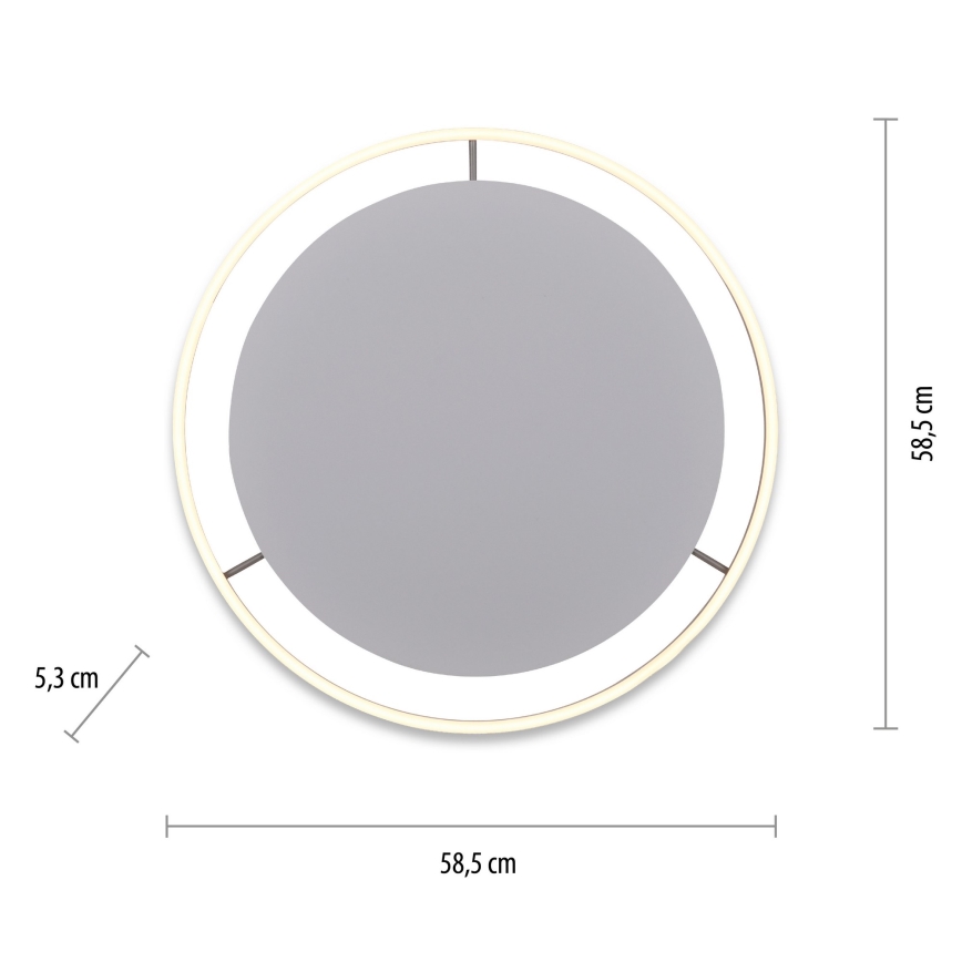 Leuchten Direkt 15392-95 - Dimbare LED Plafondlamp RITUS LED/30W/230V mat chroom