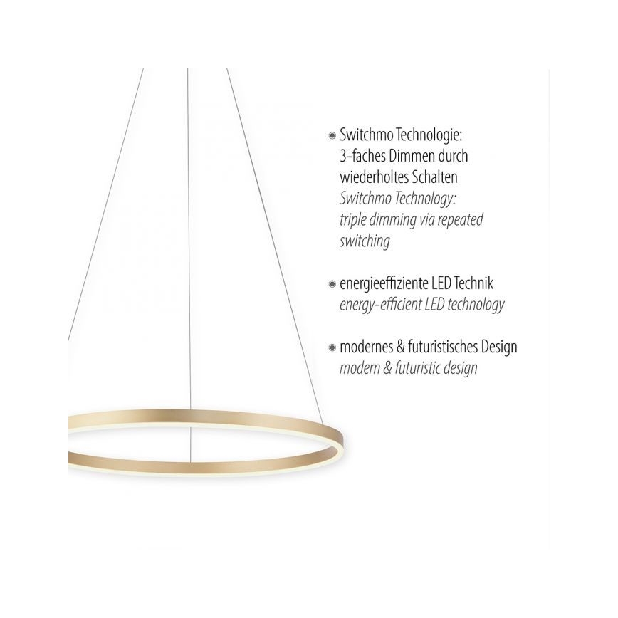 Leuchten Direkt 15394-60 - LED dimbare kroonluchter aan kabels RITUS LED/28W/230V messing