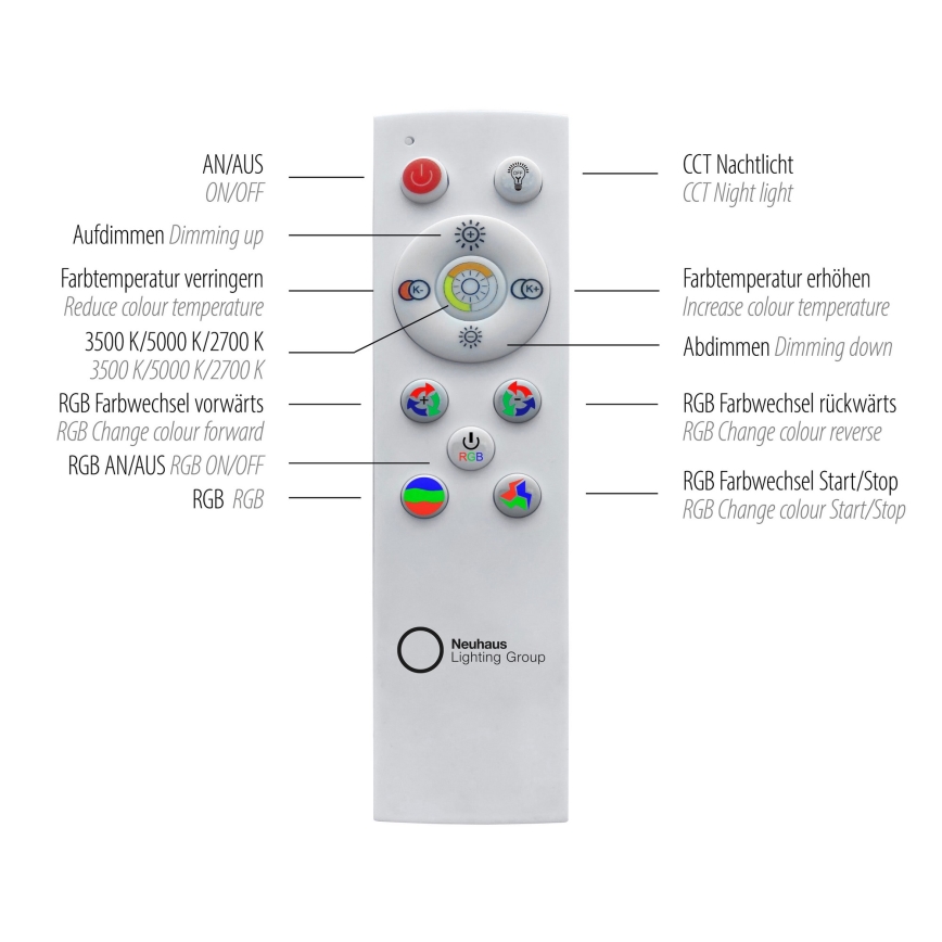 Leuchten Direkt 15411-21- Dimbare LED RGB Plafond Lamp CYBA LED/26W/230V