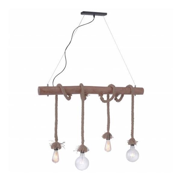 Leuchten Direkt 15483-18 - Hanglamp aan koord ROPE 4xE27/60W/230V