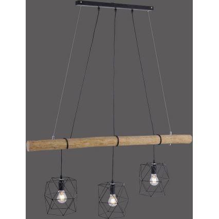 Leuchten Direkt 15503-18 - Suspension filaire EDGAR 3xE27/60W/230V eucalyptus