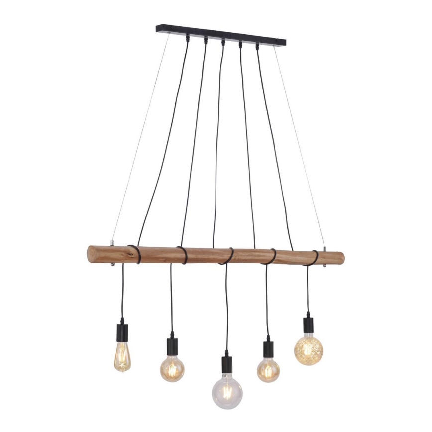 Leuchten Direkt 15515-18 - Hanglamp aan een koord DAMIAN 5xE27/60W/230V eucalyptus