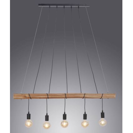 Leuchten Direkt 15515-18 - Suspension filaire DAMIAN 5xE27/60W/230V eucalyptus