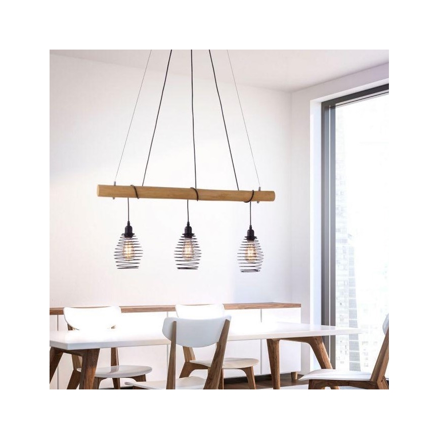 Leuchten Direkt 15526-79 - Hanglamp aan een koord SPRING 3xE27/40W/230V eucalyptus