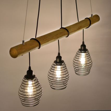 Leuchten Direkt 15526-79 - Hanglamp aan een koord SPRING 3xE27/40W/230V eucalyptus