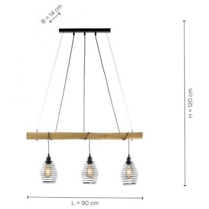 Leuchten Direkt 15526-79 - Hanglamp aan een koord SPRING 3xE27/40W/230V eucalyptus