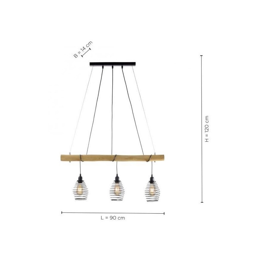 Leuchten Direkt 15526-79 - Hanglamp aan een koord SPRING 3xE27/40W/230V eucalyptus