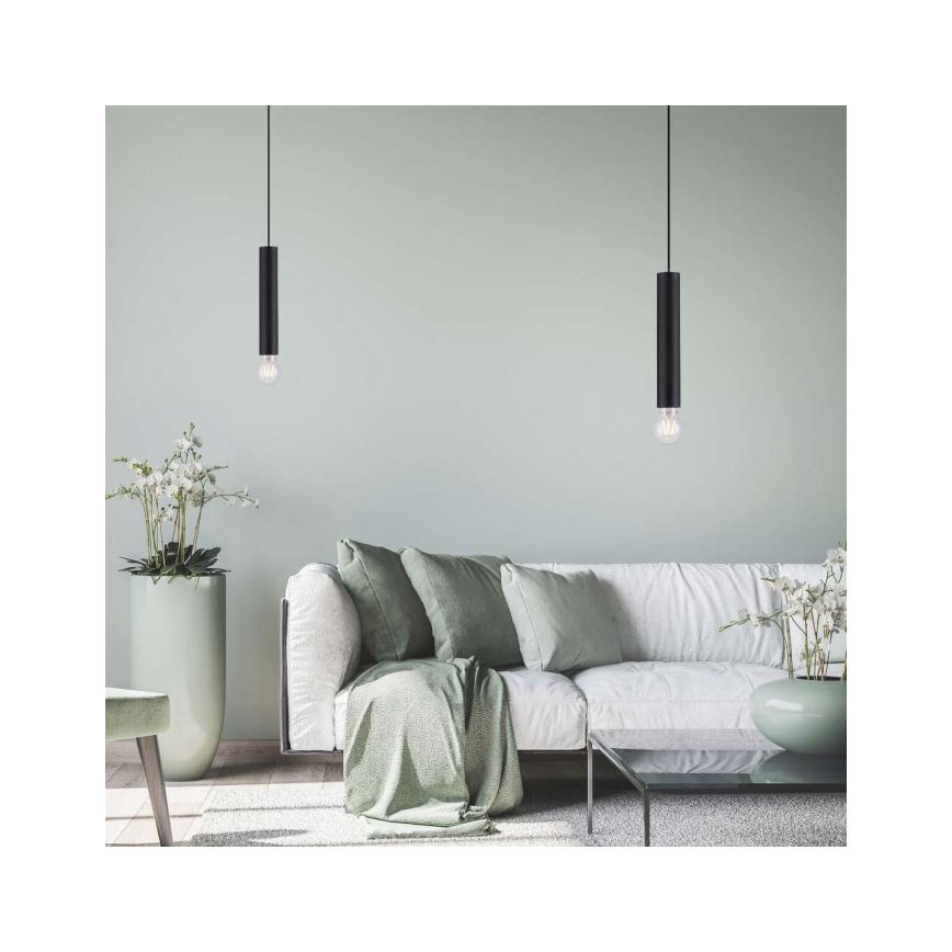Leuchten Direkt 15617-18 - Hanglamp aan een koord BRUNA 1xE27/60W/230V zwart