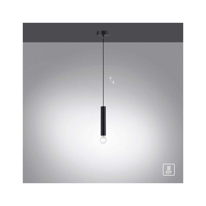 Leuchten Direkt 15617-18 - Hanglamp aan een koord BRUNA 1xE27/60W/230V zwart