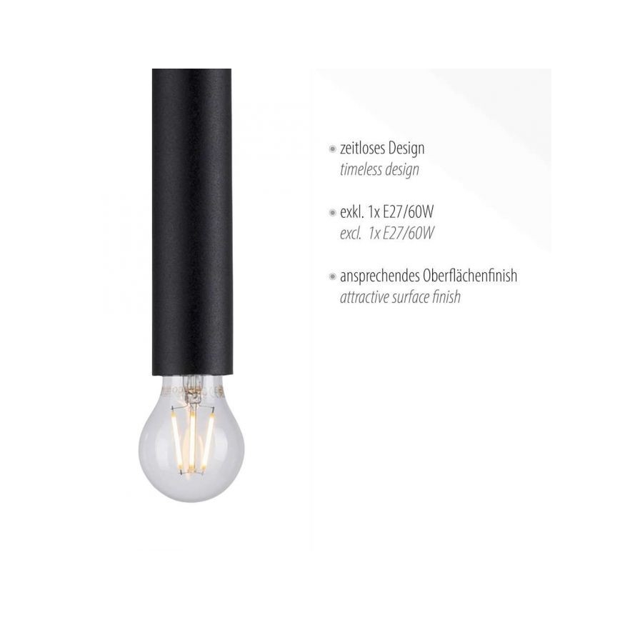 Leuchten Direkt 15617-18 - Suspension filaire BRUNA 1xE27/60W/230V noir
