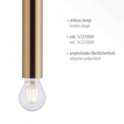 Leuchten Direkt 15617-60 - Suspension filaire BRUNA 1xE27/60W/230V laiton