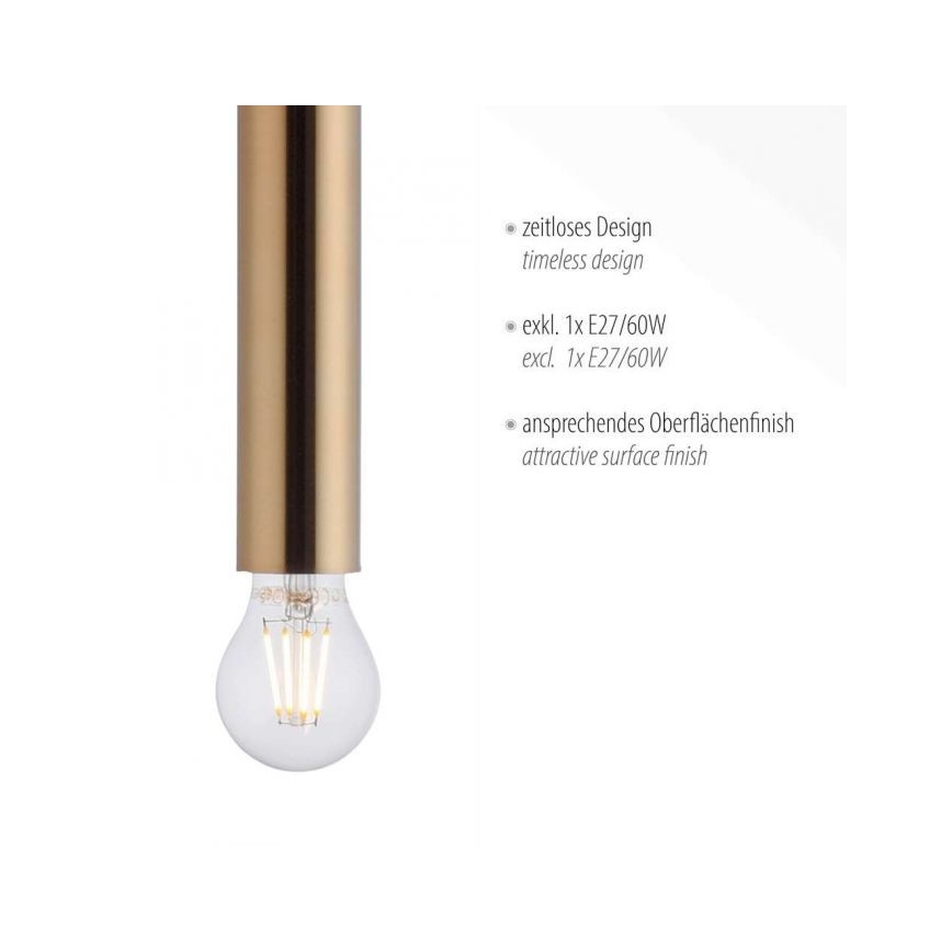 Leuchten Direkt 15617-60 - Suspension filaire BRUNA 1xE27/60W/230V laiton