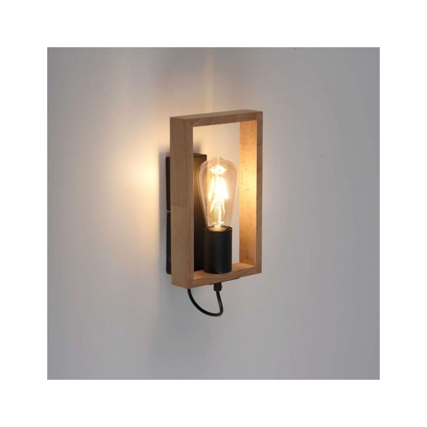 Leuchten Direkt 15654-18 - Wandlamp FRANKY 1xE27/60W/230V acacia