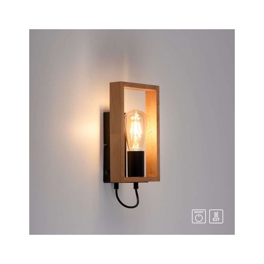 Leuchten Direkt 15654-18 - Wandlamp FRANKY 1xE27/60W/230V acacia