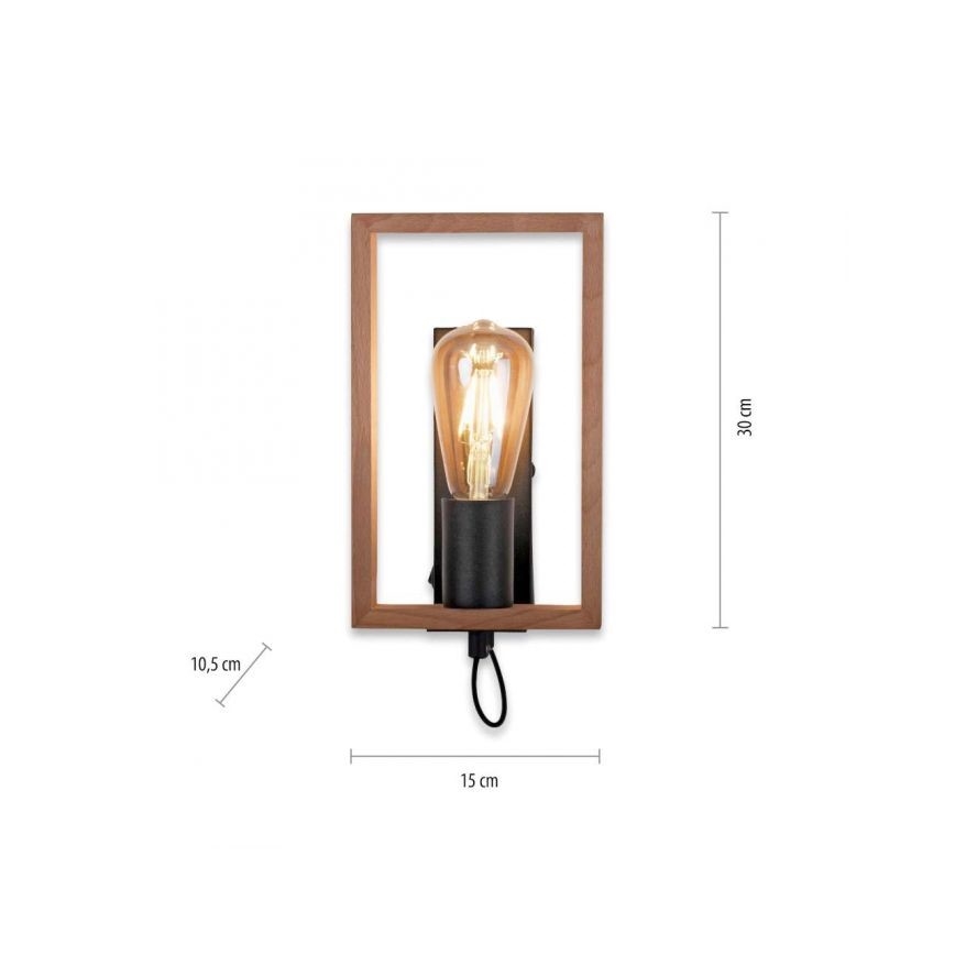 Leuchten Direkt 15654-18 - Wandlamp FRANKY 1xE27/60W/230V acacia