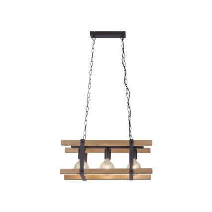 Leuchten Direkt 15683-79 - Hanglamp aan een ketting EDITH 3xE27/60W/230V grenen