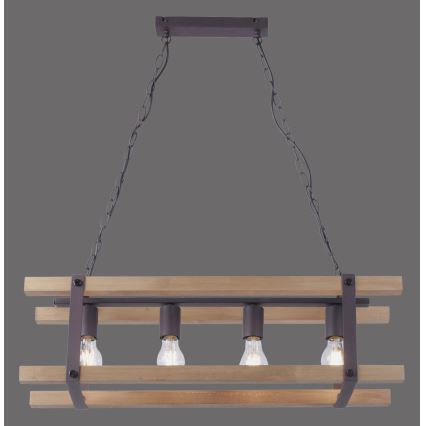 Leuchten Direkt 15684-79 - Hanglamp aan een ketting EDITH 4xE27/60W/230V grenen