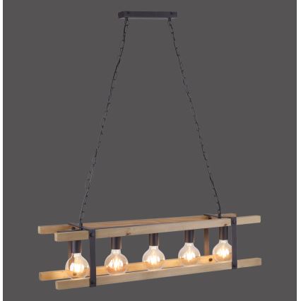 Leuchten Direkt 15685-79 - Hanglamp aan een ketting EDITH 5xE27/60W/230V grenen