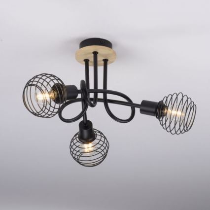 Leuchten Direkt 15923-79 - Bevestigde hanglamp EUGEN 3xE14/40W/230V eiken