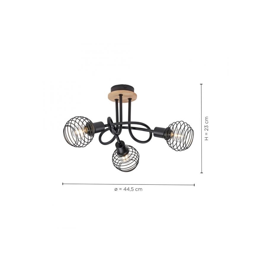 Leuchten Direkt 15923-79 - Bevestigde hanglamp EUGEN 3xE14/40W/230V eiken