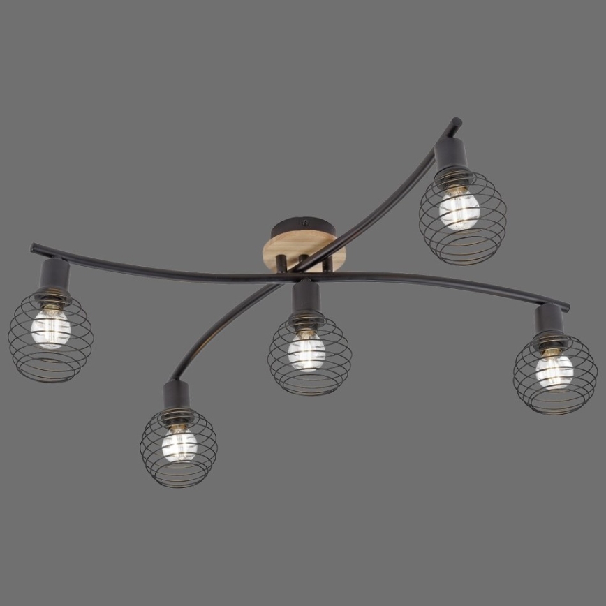 Leuchten Direkt 15925-79 - Bevestigde hanglamp EUGEN 5xE14/40W/230V eiken
