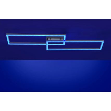 Leuchten Direkt 16430-55 - LED RGBW dimbare plafondlamp MAXI 2xLED/18W/230V 2700-5000K mat chroom + afstandsbediening