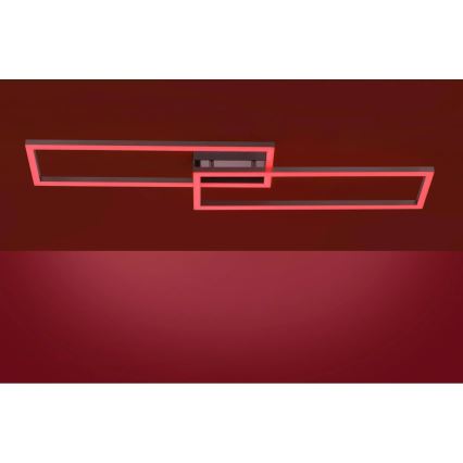 Leuchten Direkt 16430-55 - LED RGBW dimbare plafondlamp MAXI 2xLED/18W/230V 2700-5000K mat chroom + afstandsbediening