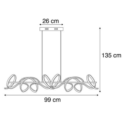 Leuchten Direkt 19033-21 - Dimbare LED Hanglamp aan een koord CURLS LED/40,8W/230V