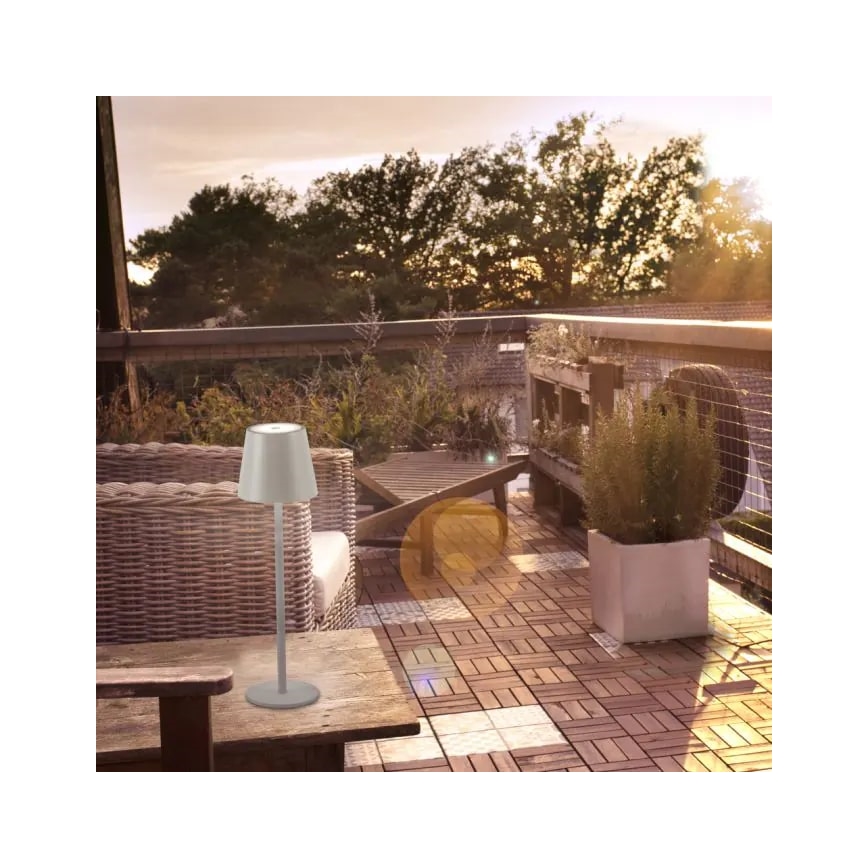 Leuchten Direkt 19250-40 - Lampe de table rechargeable extérieure à intensité variable EURIA LED/3W/5V 2600 mAh IP54 gris