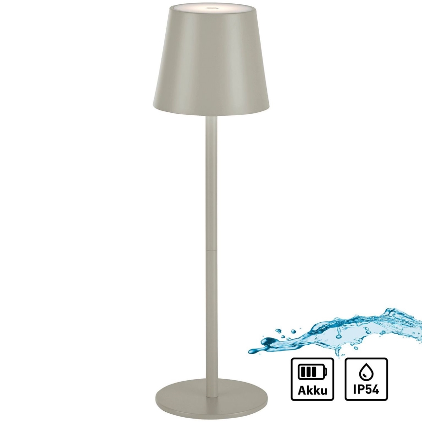 Leuchten Direkt 19250-40 - Lampe de table rechargeable extérieure à intensité variable EURIA LED/3W/5V 2600 mAh IP54 gris