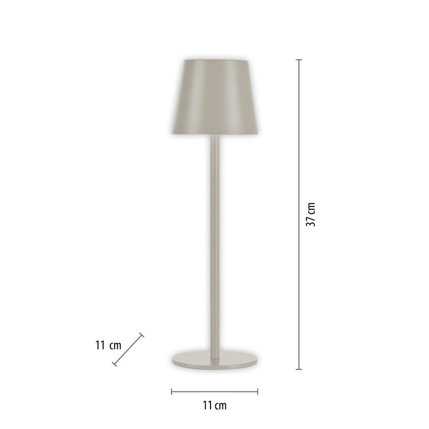 Leuchten Direkt 19250-40 - Lampe de table rechargeable extérieure à intensité variable EURIA LED/3W/5V 2600 mAh IP54 gris